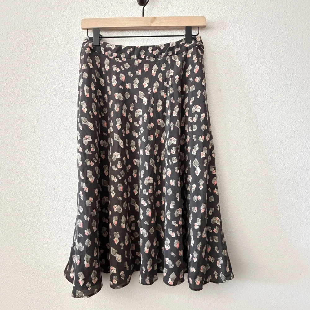 JONES NEW YORK Women Skirt 8P Silk Abstract Geometric Midi Office Workwear Fairy